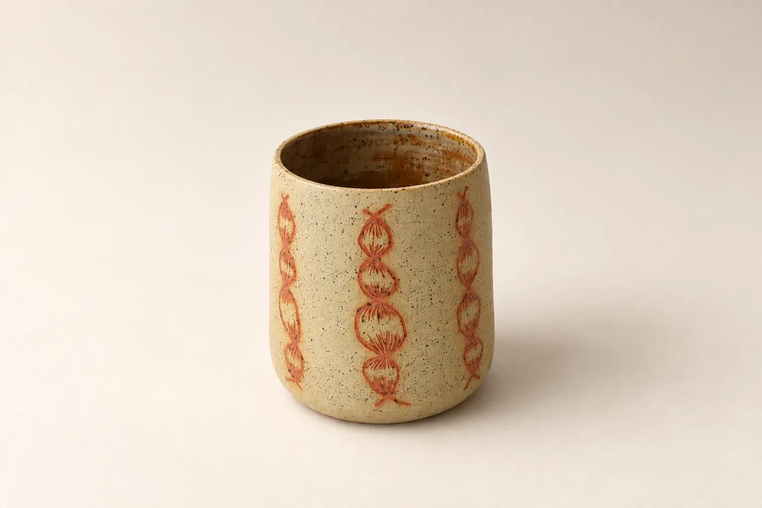 Red patterned tumbler — handmade Kachi ceramic cups & mugs