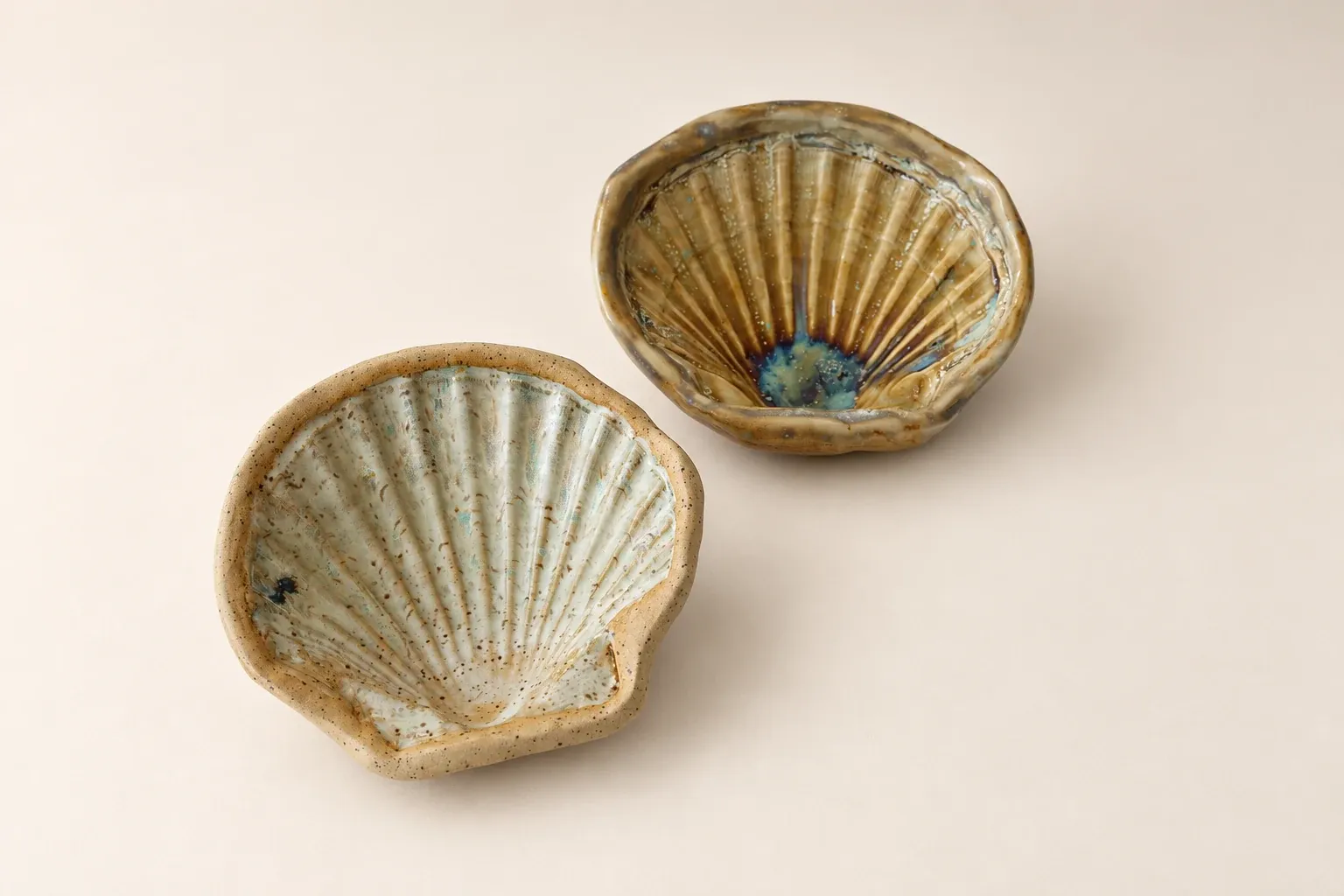 Glazed shell dishes — handmade Kachi ceramic objects