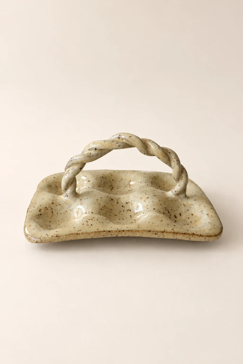 Twisted handle egg tray — handmade Kachi ceramic tableware